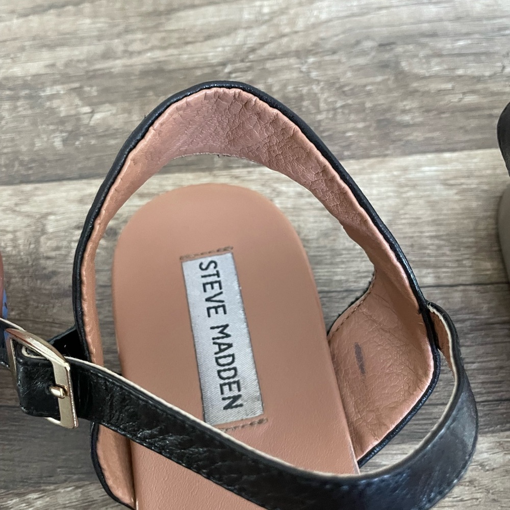 Steve madden black treated leather sandals size 8.5 - Picture 7 of 9
